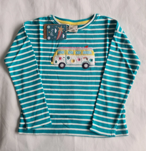 Top Jersey Frugi Ragazza 5-6 Anni Ri Camper Ri Manica Lunga Biologica Nuova con Etichette