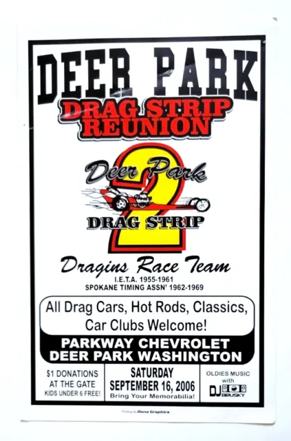 2013 Deer Park Drag Strip 2 Reunion Washington Poster Dragins Race Team