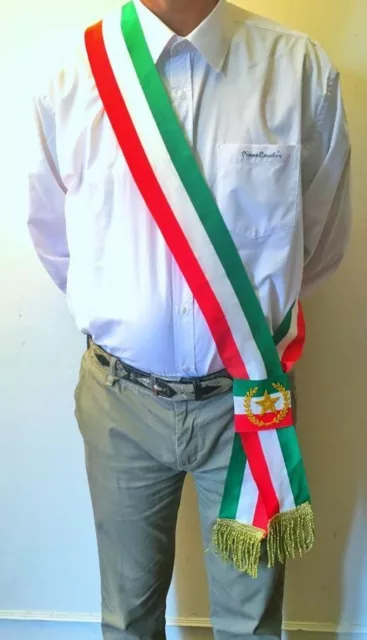 FASCIA SINDACO TRICOLORE italia con nodo in tessuto Lavabile Made in Italy  EUR 17,90 - PicClick IT