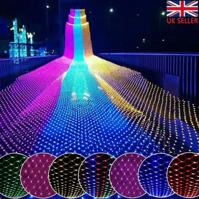 LED String Fairy Net Mesh Curtain Lights Waterproof Party Wedding In/Outdoor UK