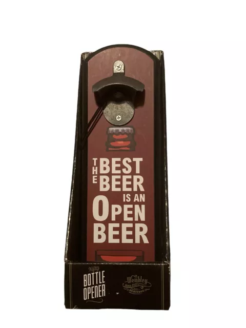 Wembly Nifty Bottle Opener Wall Mount with Cap Catcher - Bar Man Cave Accessory