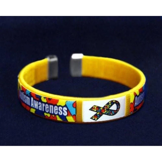 Autism And Asperger Chid Size Ribbon Fabric Bangle Bracelets -Autism Awareness