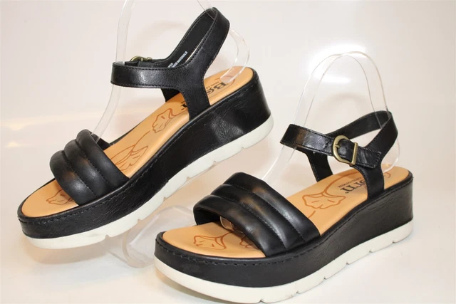 Born BR0020303 Womens 8 M Black Leather Slingback Platform Sandals Shoes