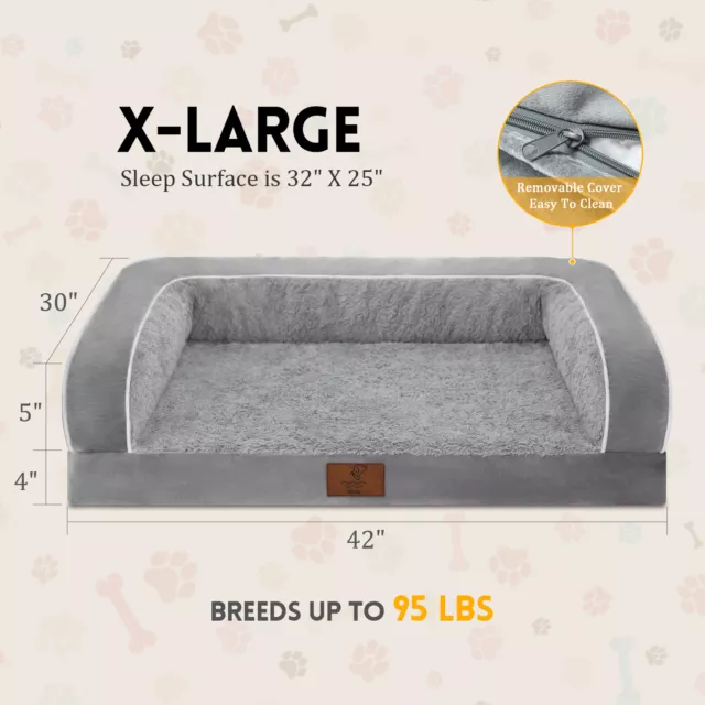 Yiruka Shape C Dog Bed Orthopedic Memory Foam SuperSoft Pet Sofa for X-Large Dog