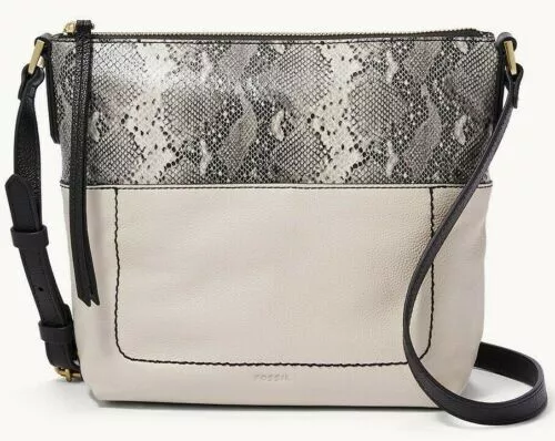 Fossil Amelia Python White Leather Crossbody Handbag SHB2303874 NWT $168 MSRP FS