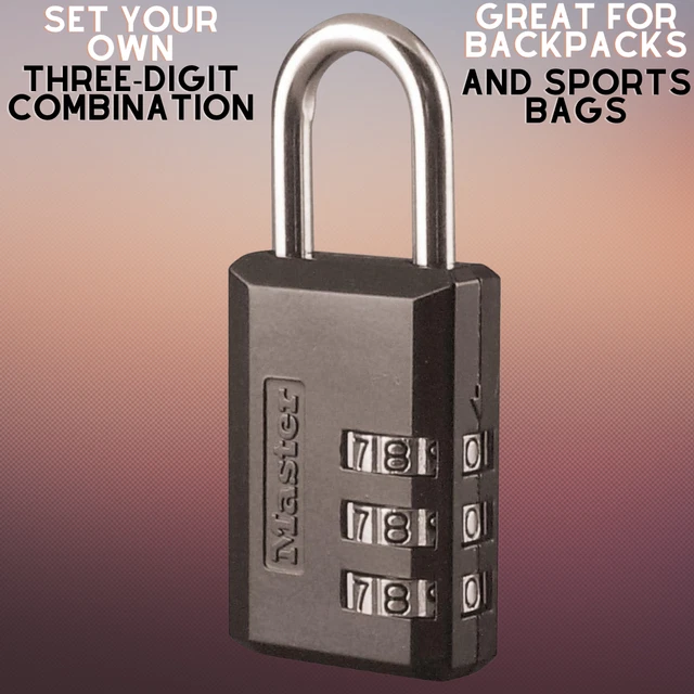 Master Lock Combination Padlock, 1, Black Digit Combination Padlock 647D Metal