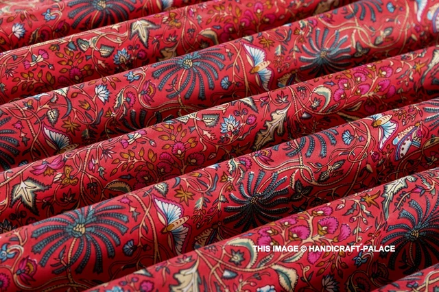 Indien Tissu Coton Bloc Imprimé Desseré Couture Course Artisanat Par 4.6m 2
