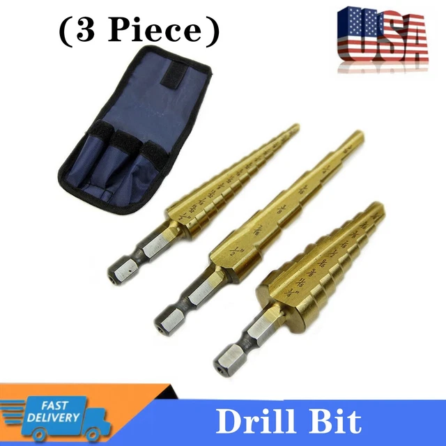 3x Step Drill Bit Set Unibit Titanium HSS 28 Sizes Industrial Reamer 1/8-3/4"