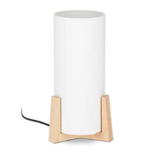 Lampada Da Tavolo, Con Funzione A Sfioramento E Paralume In Tessuto H X D 27 5 X 18 Cm E14 Argento Bianco Relaxdays 85400211