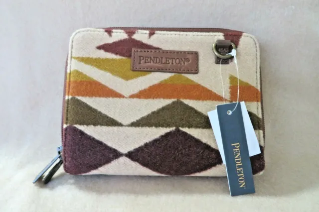 New Pendleton Wool & Leather Wallet on a Strap Crossbody Purse  M341