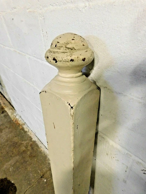 1800's Antique NEWEL POST Victorian Stairway Railing Finial Fir White ORNATE 4