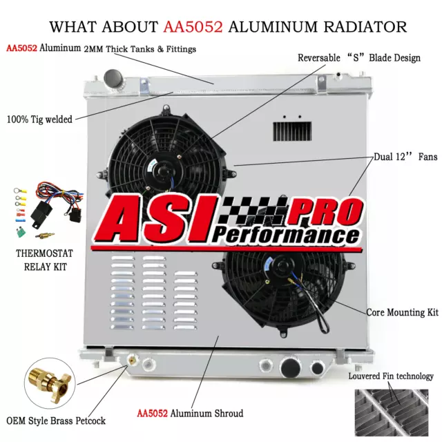 3 Row Radiator Shroud Fan+Relay For 1999-2005 Ford F-250 F-350 F-450 Powerstroke