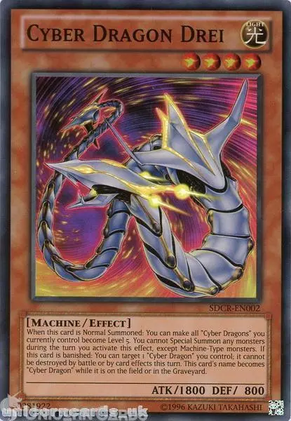 SDCR-EN002 Cyber Dragon Drei Super Rare UNL Edition Mint YuGiOh Card