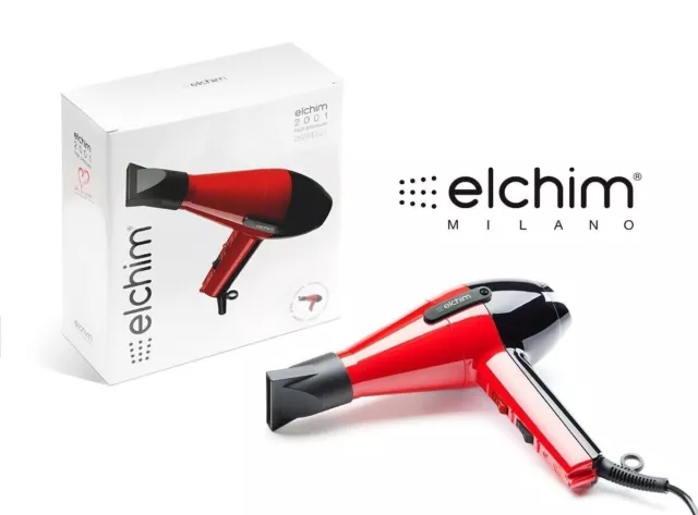 ELCHIM 2001Phon Asciugacapelli Professionale Rosso & Nero 2000 Watt 2