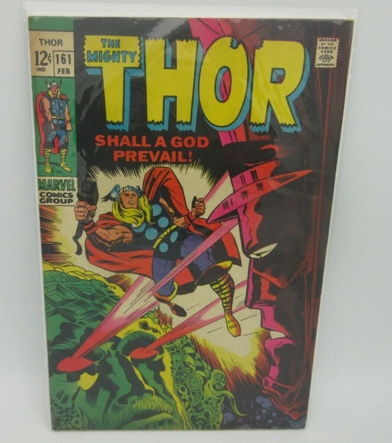 Marvel The Mighty Thor #161 (1969) 7.5 VF- Galactus, Ego, Jack Kirby, Stan Lee