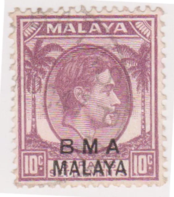 (MS-128) 1945 Malaya BMA O/P 10c purple/brown & black KGV (C)