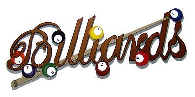Brown Billiards Sign, wall hanging,wall sculpture,game room, wall decor 48x20,