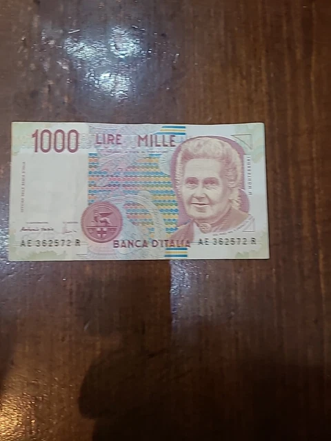 1000 Lire Mille Banca D'Italia Italy Money 1990s MONTESSORI Banknote (AE362572R)