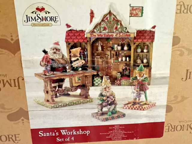 Jim Shore 2007 Heartwood Creek Santa's Workshop Christmas (Set of 4)NIB NEW Rare