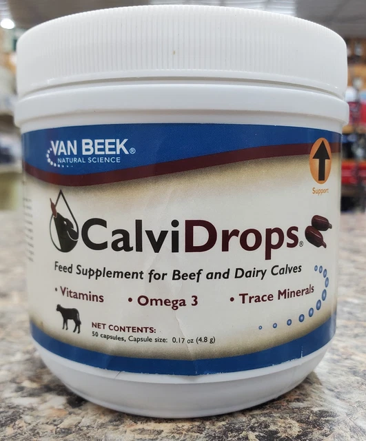 Organic Feed Supplement for Calves. 50 Capsules. Vitamins, Minerals, & Omega 3
