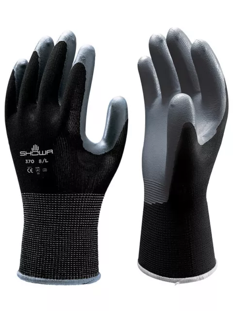 Atlas Fit 370 Showa Black X-Large Nitrile Gardening Work Gloves
