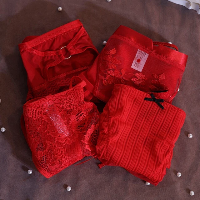 Culotte séduisante en dentelle rouge culotte confortable sous-vêtements de mar