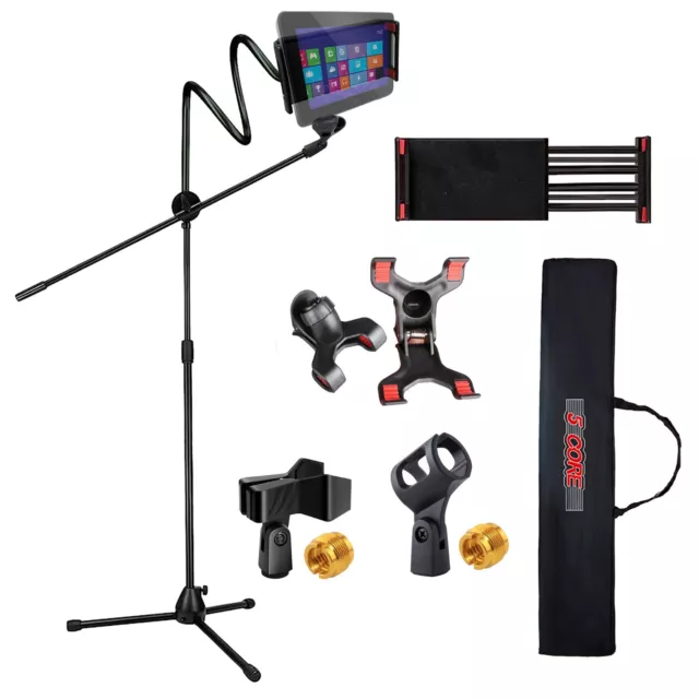 5Core Microphone Boom Arm Stand Phone Holder Foldable Tripod Mic Mount Clip