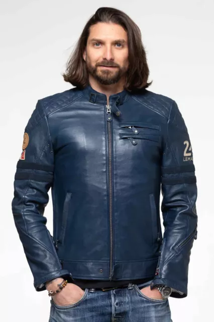 Mens Leather Jackets Cafe Racer Genuine Lambskin Leather Slim fit Biker Jacket 2