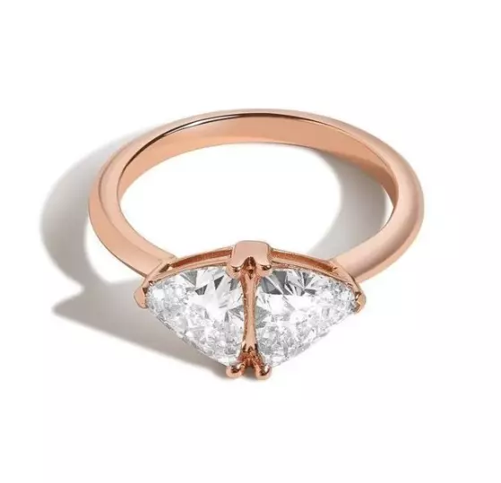 1 Carat GLI IGI Lab Created Trillion Cut Diamond Ring 18k Rose Gold Size 6 7 8 9