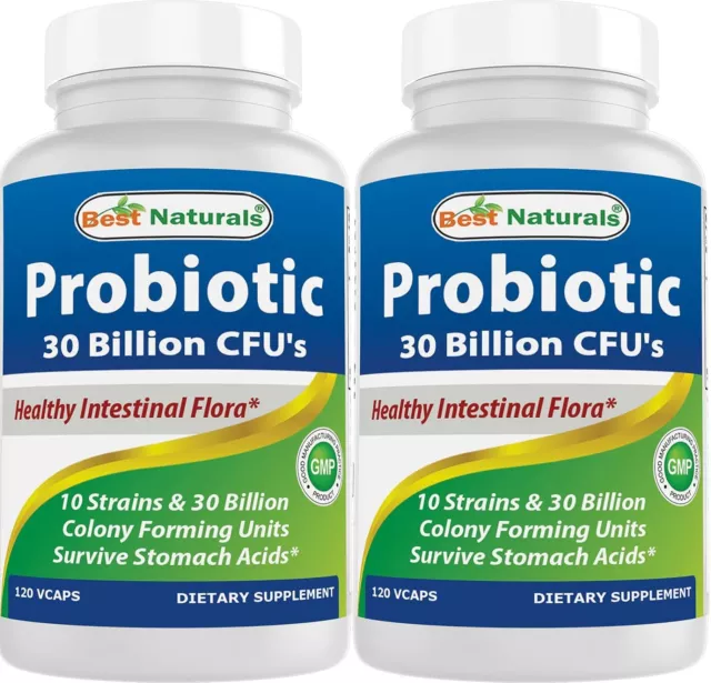 Best Naturals Probiotic 10 Strains 30 Billion Shelf 120 Count (Pack of 2)