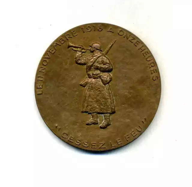 Médaille en bronze 11 novembre 1918 - Bronze 68 mm,