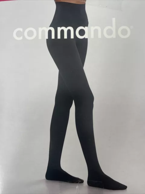 $42 New Women's COMMANDO H110T01 Black Eclipse Opaque Tights Size S