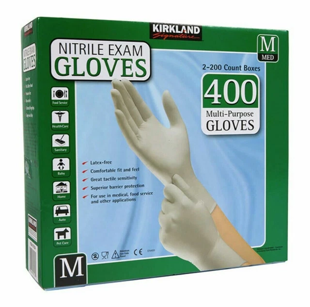 KIRKLAND SIGNATURE MULTIPURPOSE Nitrile Exam Gloves Latex Size Medium