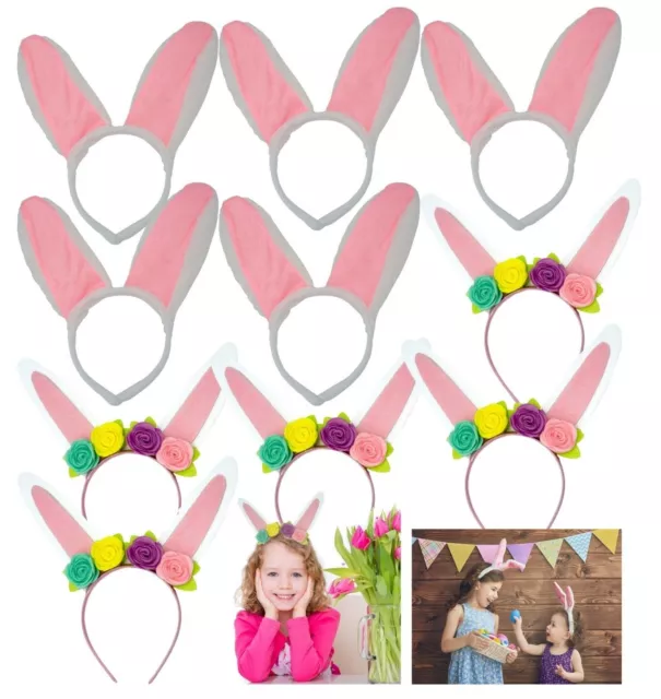 Kids Easter Headbands, 16.5cm Bunny Ears & Flower Fancy Dress Party Costume -Lot