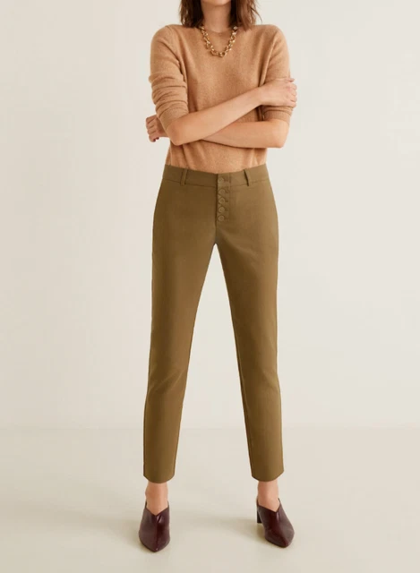 Pantalon Mango En Coton - Taille 38 - Coupe Fine Rose Et Blanc - Neuf Avec étiquettes