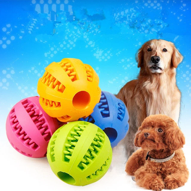 Rubber Treat Dispenser Chew Ball – Dog & Cat Dental Toy – Heavy Duty Teething Aid – S, M, L
