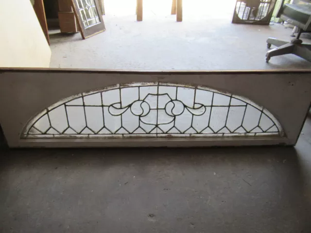 ~ ANTIQUE STAINED GLASS TRANSOM WINDOW ~ 64.25 x 17.75 ~ ARCHITECTURAL SALVAGE