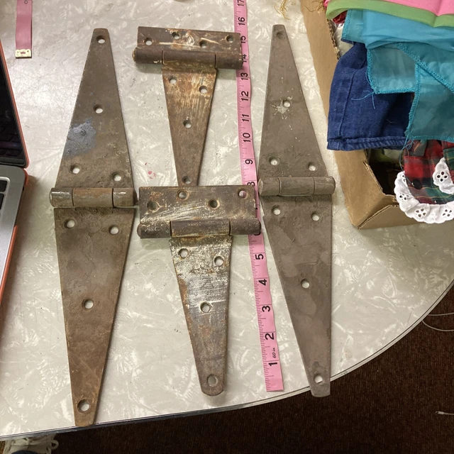 4 Large Antique Barn Door Gate Hinges Rustic Heavy Vintage Steel Free Shipping