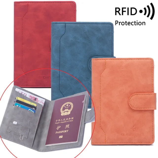 Passport Holder Cover Wallet RFID Blocking Leather Card Case Travel  for Unisex