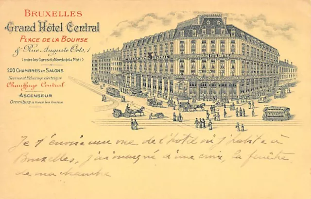 Belgique - BRUXELLES - Grand Hôtel Central, Place de la Bourse & Rue Auguste Ort