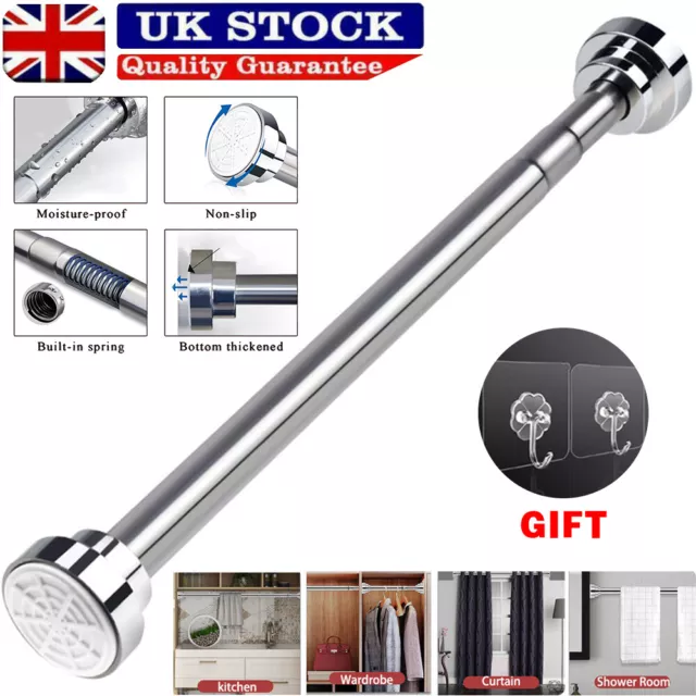 Heavy Duty Extendable Telescopic Shower Curtain Pole Rail Rod Bath Door Window