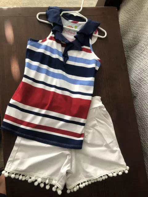 NWT Three Friends Boutique Brand Girls Patriotic Knit Set Size 7 Red White Blue