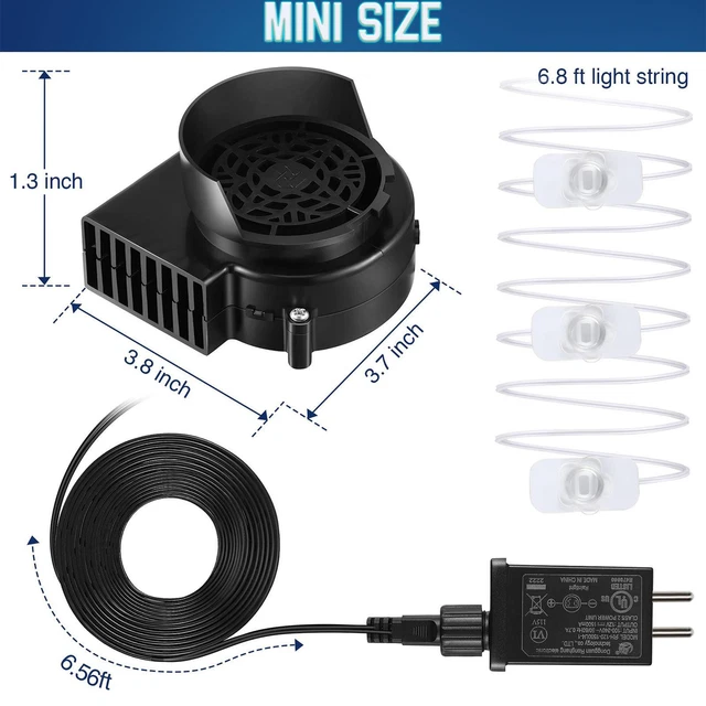 GEMMY REPLACEMENT INFLATABLE Airblown Fan Blower Motor & Adapter 3LED