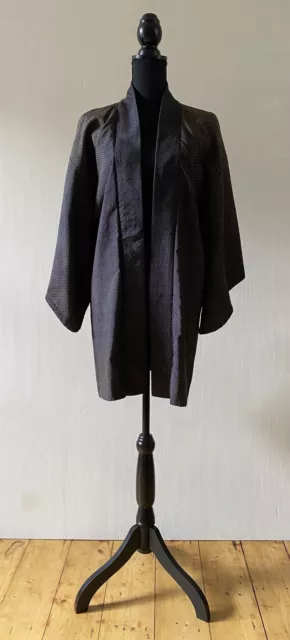 Manteau court unisexe noir marron kimono haori authentique japonais vintage 3