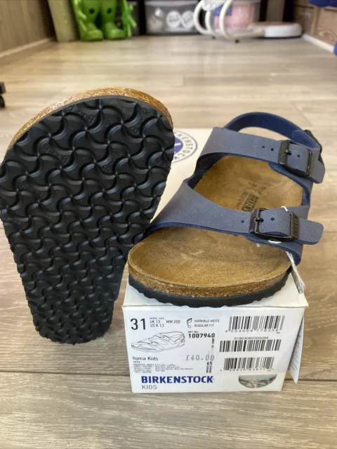 Boys Birkenstock Roma Navy Sandals Up Size 12.5 Euro 31