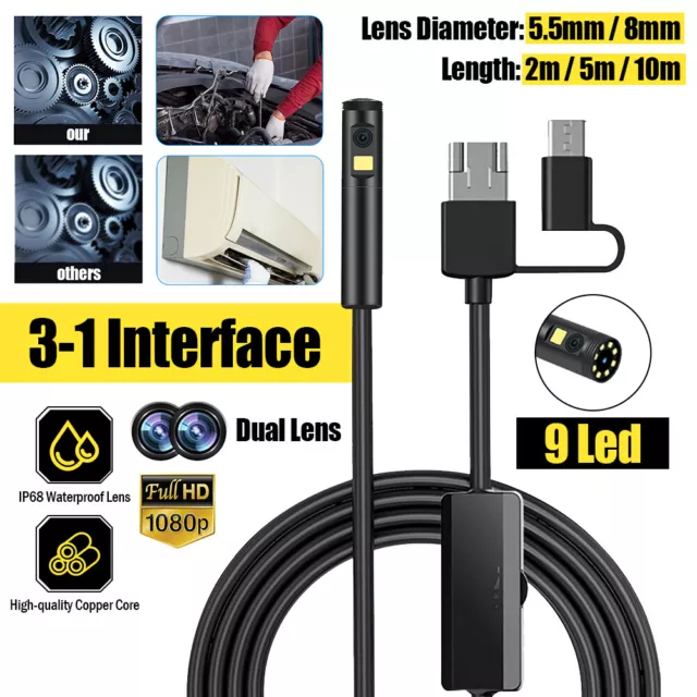 2-10M USB LED Endoskop Wasserdicht Endoscope Inspektion Kamera Für Android PC