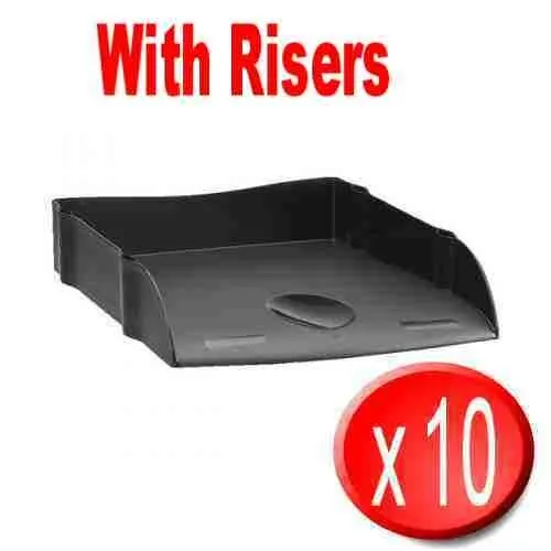 Avery Black Letter Tray DR100BLK Plastic Polystyrene 27x36x6 cm with Risers x 10