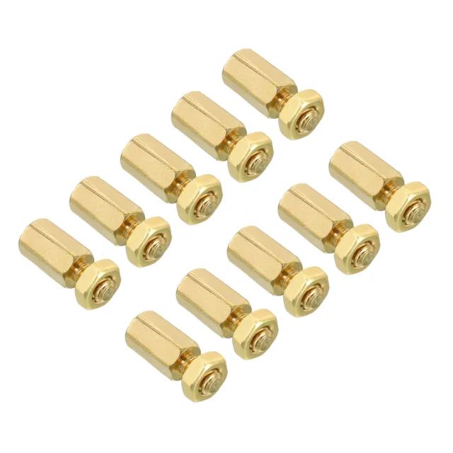 10mm+6mm M4 Standoff Screws 80 Pack Brass Hex PCB Standoffs Nuts Gold Tone