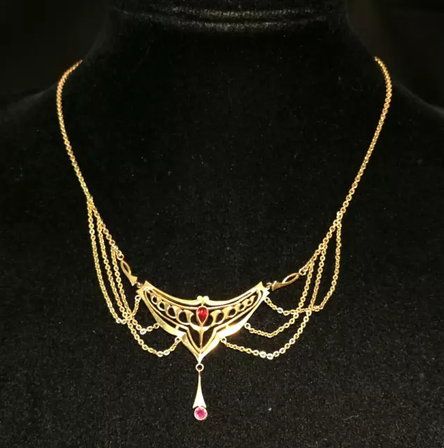 Traumhaft schönes Jugendstil Collier Steinbesatz Double vergoldet !