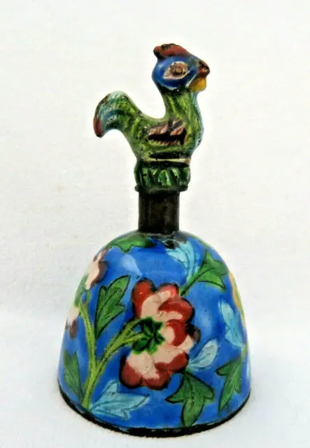Antique Qing Chinese Enamel Figural Bell ~ Rooster
